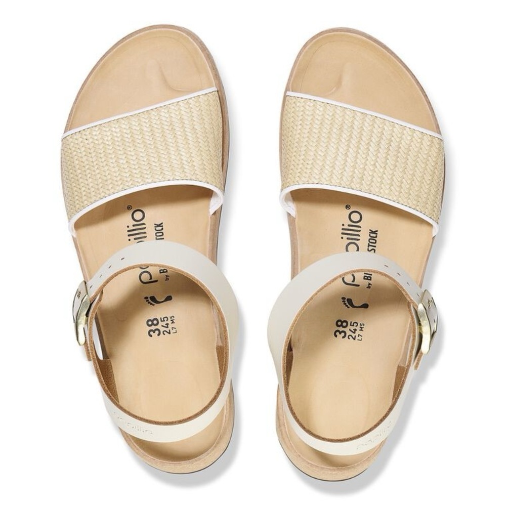 Birkenstock Papillio White and Tan Wedge Strappy Sandals Size 40, NEW - Picture 5 of 16